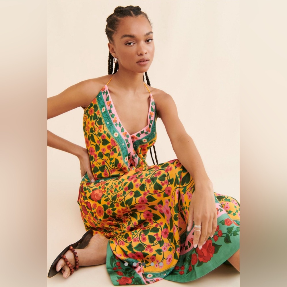 Anthropologie X Farm Rio Heart Ivy Scarf Top - Picture 3 of 8